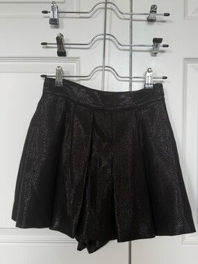 Shimmery Black Pleated Skort
